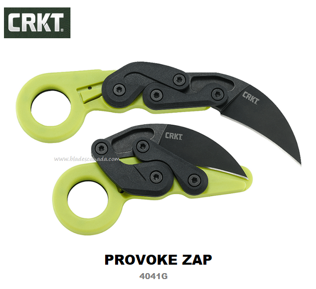 CRKT Provoke ZAP Lightweight Karambit Folding Knife, 1.4116 Steel, Green Handle, CRKT4041G